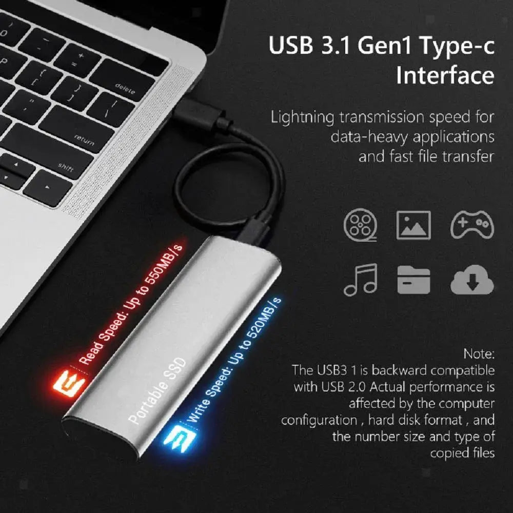 Wearclo | Portable External SSD High-Speed Aluminum Storage Drive
