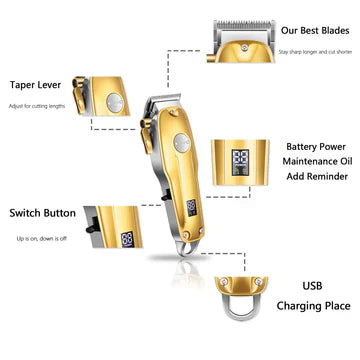 Wearclo | Professional Hair Clippers for Men Gold Set | Gold Cordless Clippers