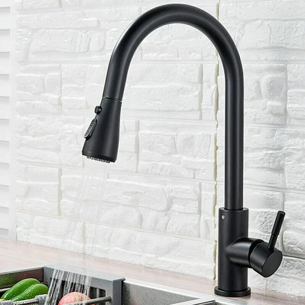 Wearclo | Pull-Out Faucet with Single Lever Mixer – Flexible Faucet with Shower Function, High Quality Stainless Steel, Ideal for Modern Kitchens, Easy Installation