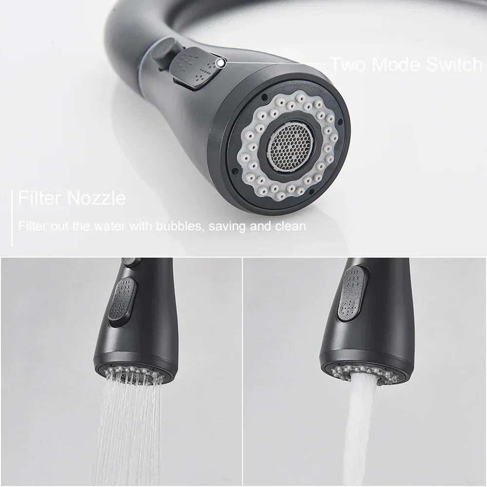 Wearclo | Pull-Out Faucet with Single Lever Mixer – Flexible Faucet with Shower Function, High Quality Stainless Steel, Ideal for Modern Kitchens, Easy Installation