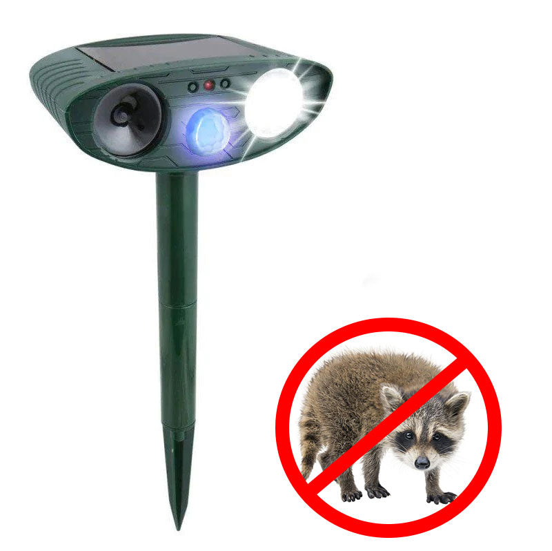 Wearclo | Raccoon Outdoor Ultrasonic Repeller - Solar-Powered Ultrasonic Animal and Pest Deterrent - Get Rid of Raccoons Within 48 Hours