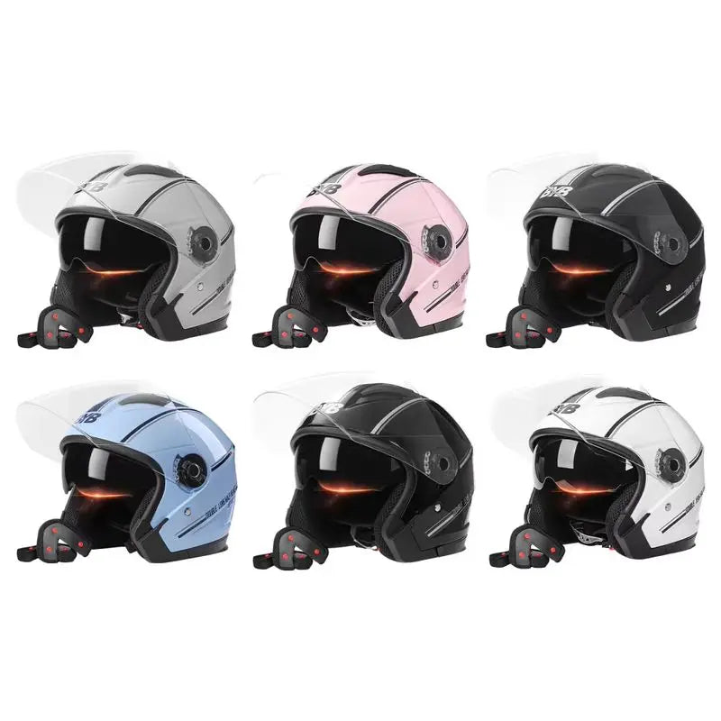 Wearclo | Retro 3/4 Open-Face Motorcycle Helmet with Double Lens – AeroRide