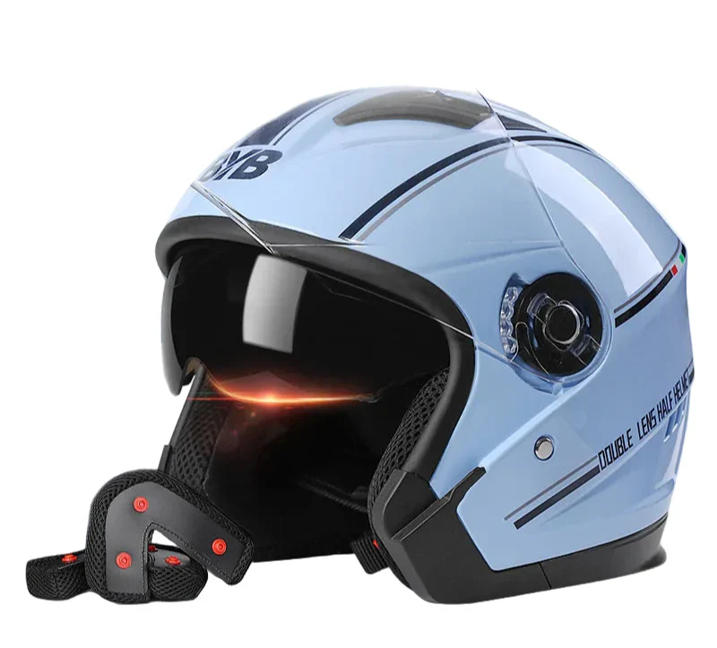Wearclo | Retro 3/4 Open-Face Motorcycle Helmet with Double Lens – AeroRide