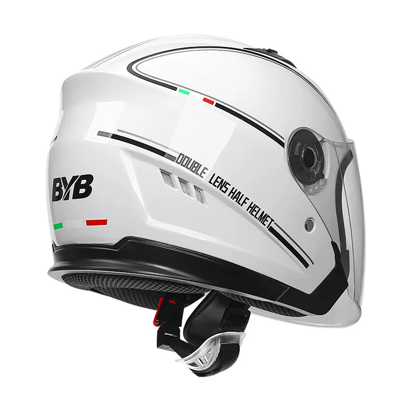 Wearclo | Retro 3/4 Open-Face Motorcycle Helmet with Double Lens – AeroRide