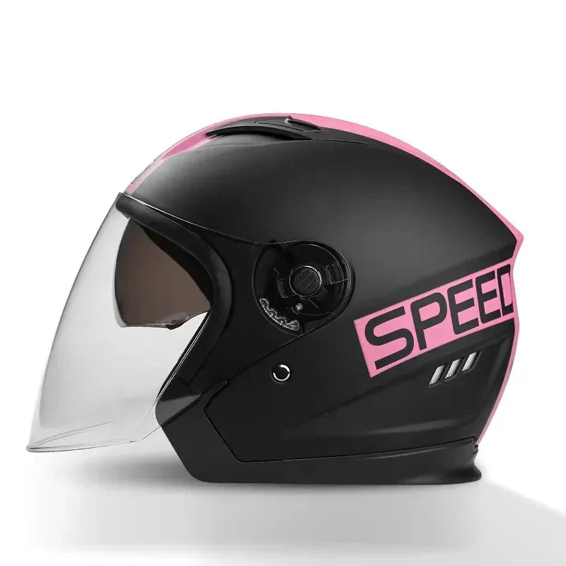 Wearclo | Retro 3/4 Open-Face Motorcycle Helmet with Double Lens – AeroRide