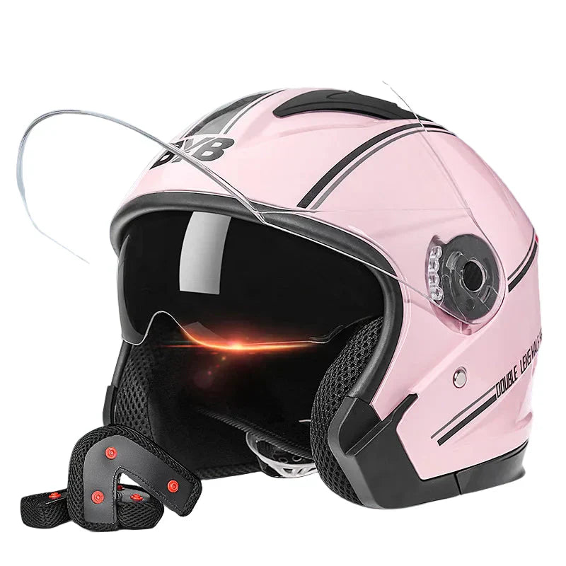 Wearclo | Retro 3/4 Open-Face Motorcycle Helmet with Double Lens – AeroRide