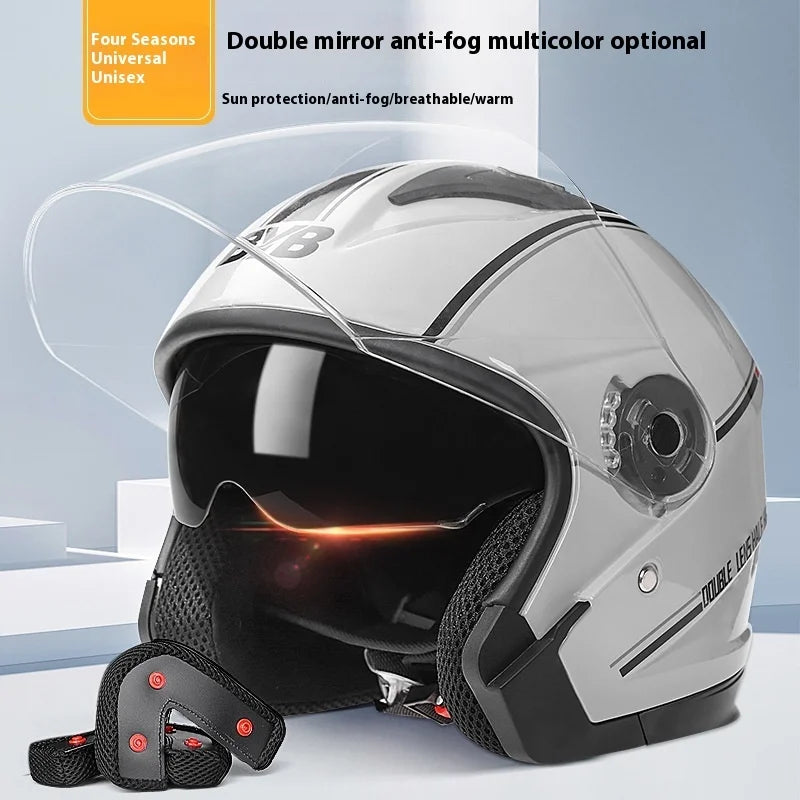 Wearclo | Retro 3/4 Open-Face Motorcycle Helmet with Double Lens – AeroRide