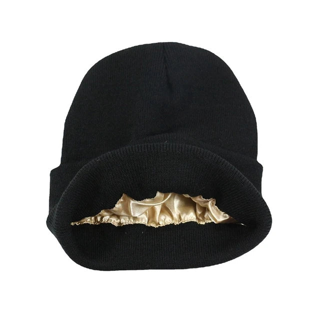 Wearclo | Satin Lined Knit Beanie - Winter Warmth & Hair Protection