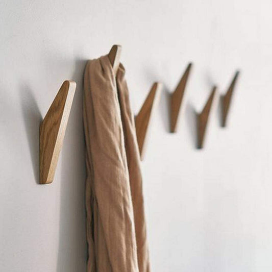 Wearclo | Set of Wall Hooks Nordhaak – 6 Minimalist Clothing Hooks Made of Solid Wood