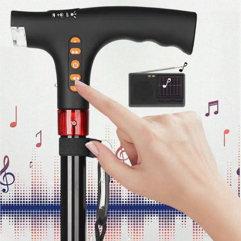 Wearclo | Smart Walking Stick | LED Light Radio Emergency Alarm | Adjustable