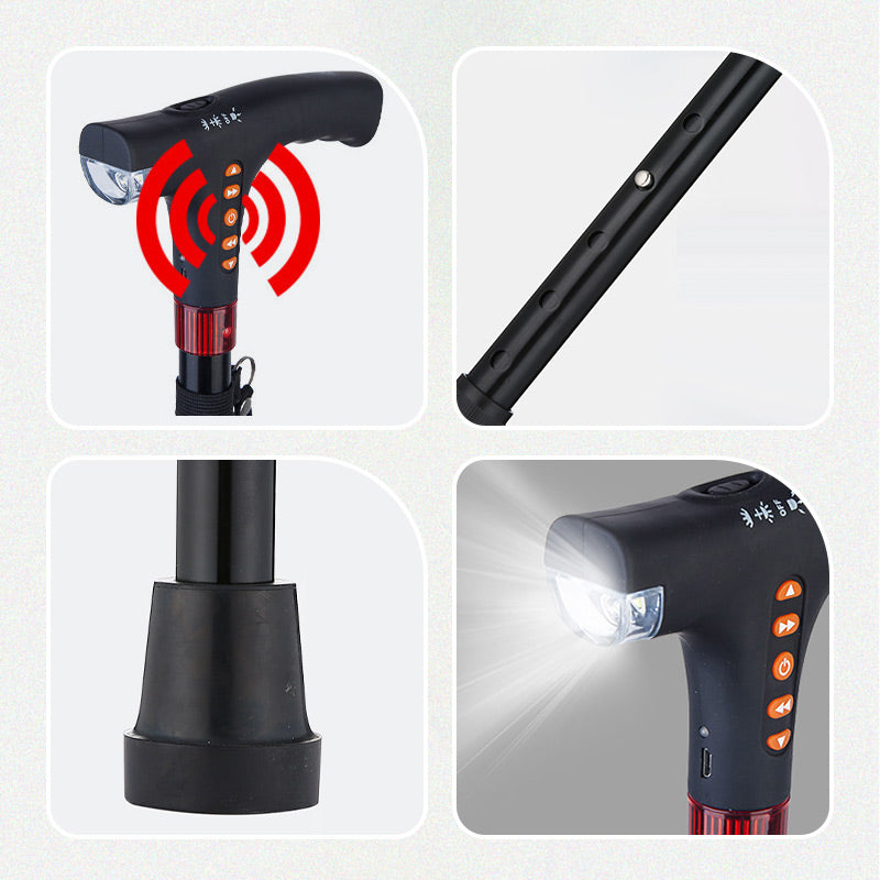 Wearclo | Smart Walking Stick | LED Light Radio Emergency Alarm | Adjustable