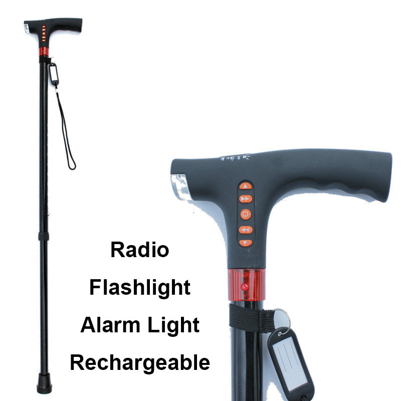 Wearclo | Smart Walking Stick | LED Light Radio Emergency Alarm | Adjustable