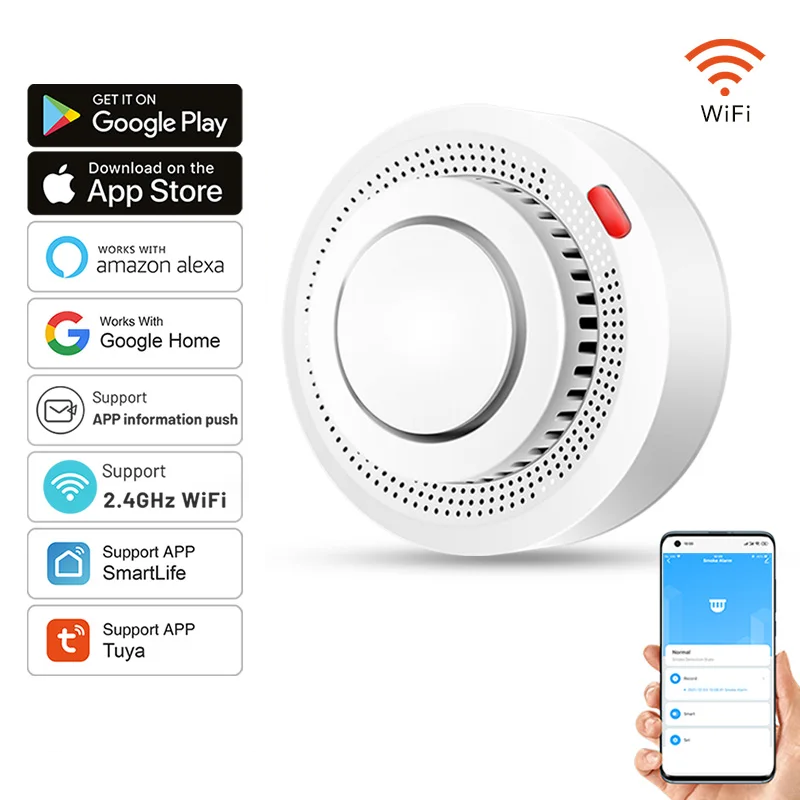 Wearclo | Smart WiFi Smoke Detector Fire Alarm 85dB – SafeSense