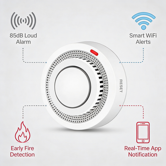Wearclo | Smart WiFi Smoke Detector Fire Alarm 85dB – SafeSense