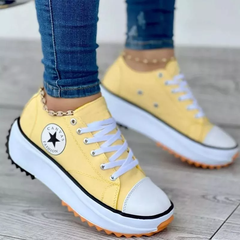 Wearclo Sneaker Women Thick Sole Lacing