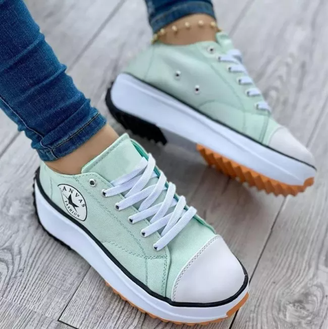 Wearclo Sneaker Women Thick Sole Lacing
