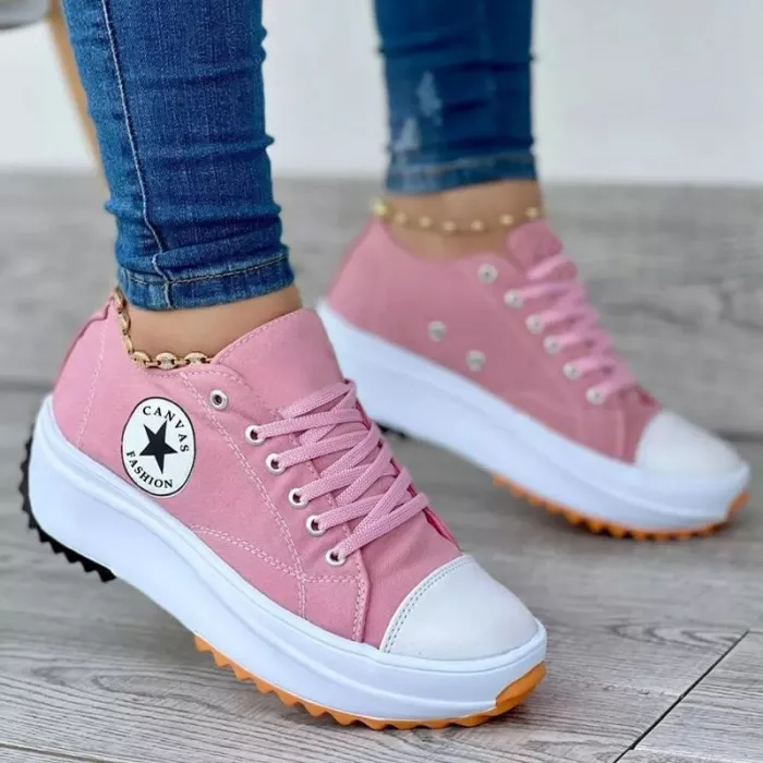 Wearclo Sneaker Women Thick Sole Lacing