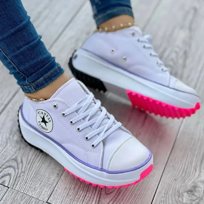 Wearclo Sneaker Women Thick Sole Lacing