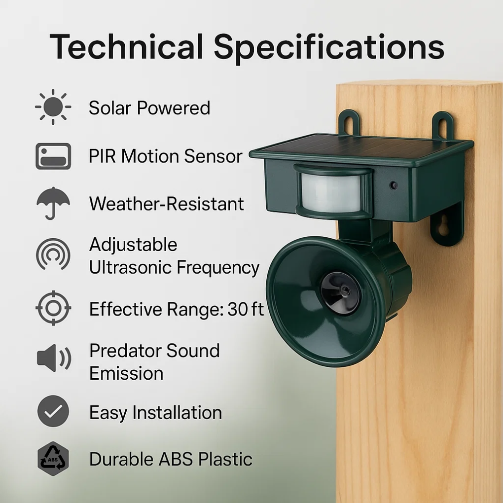 Wearclo | Solar Bird Repeller with Motion & Sound Sensor