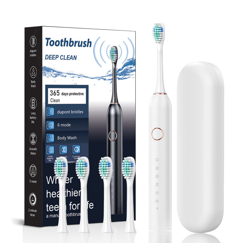Wearclo | Sonic Electric Toothbrush | 6 Modes & IPX7 Waterproof | White, Black, Pink