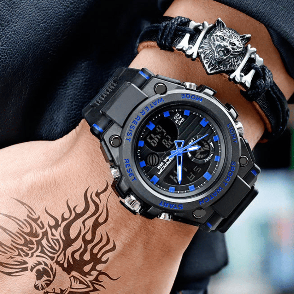 Wearclo | Sporty Dual-Display Mode Multifunctional Waterproof Luminous Men's Watch