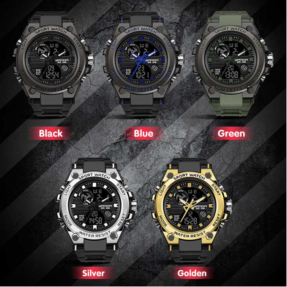 Wearclo | Sporty Dual-Display Mode Multifunctional Waterproof Luminous Men's Watch