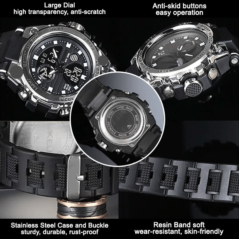 Wearclo | Sporty Dual-Display Mode Multifunctional Waterproof Luminous Men's Watch