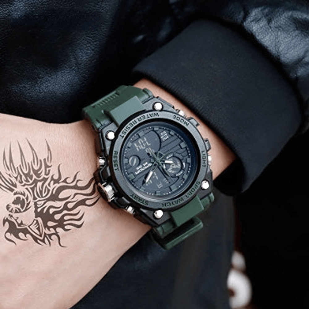 Wearclo | Sporty Dual-Display Mode Multifunctional Waterproof Luminous Men's Watch