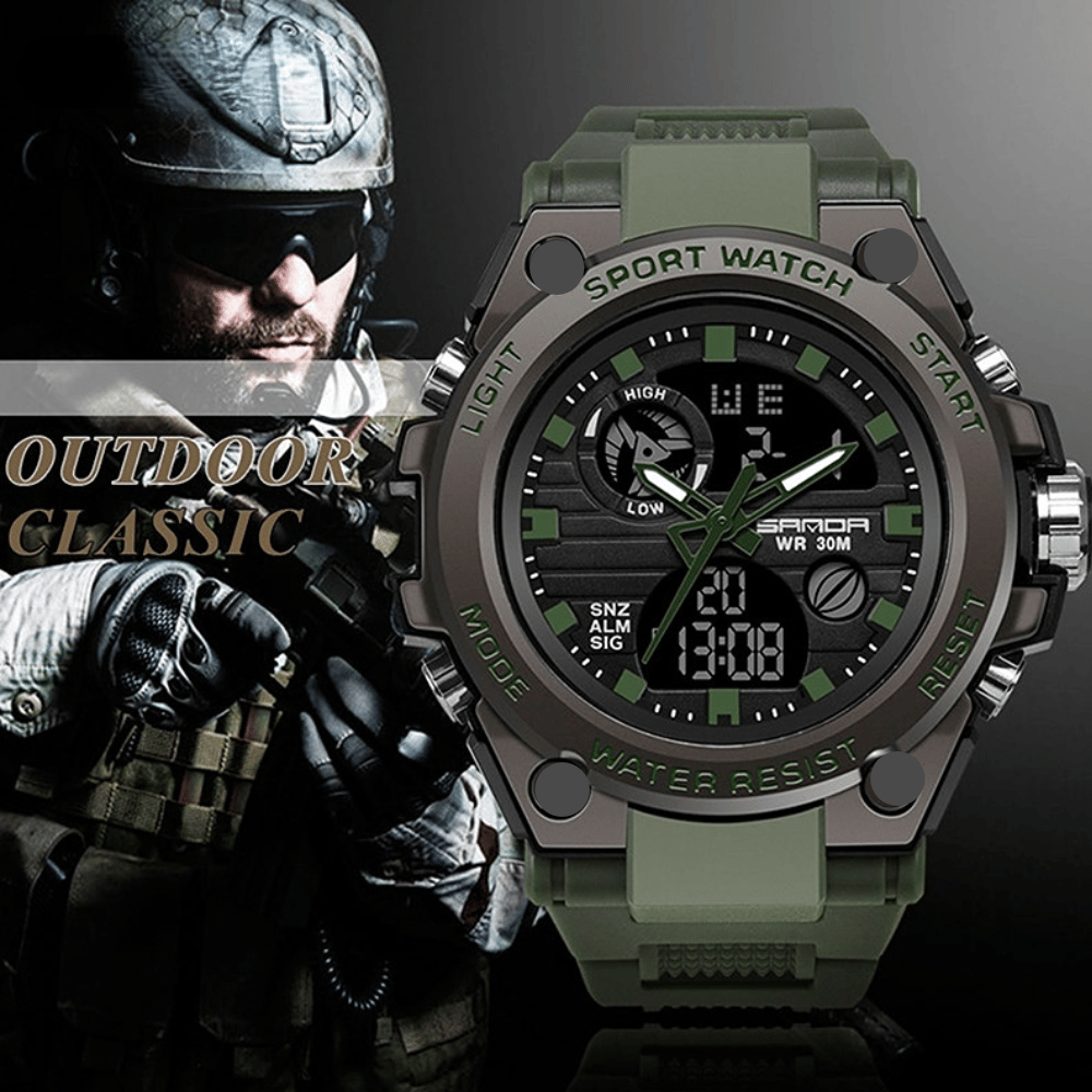 Wearclo | Sporty Dual-Display Mode Multifunctional Waterproof Luminous Men's Watch