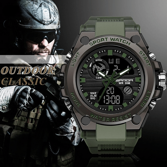 Wearclo | Sporty Dual-Display Mode Multifunctional Waterproof Luminous Men's Watch