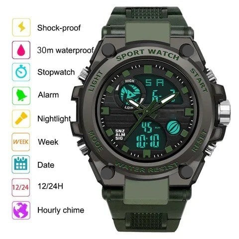 Wearclo | Sporty Dual-Display Mode Multifunctional Waterproof Luminous Men's Watch