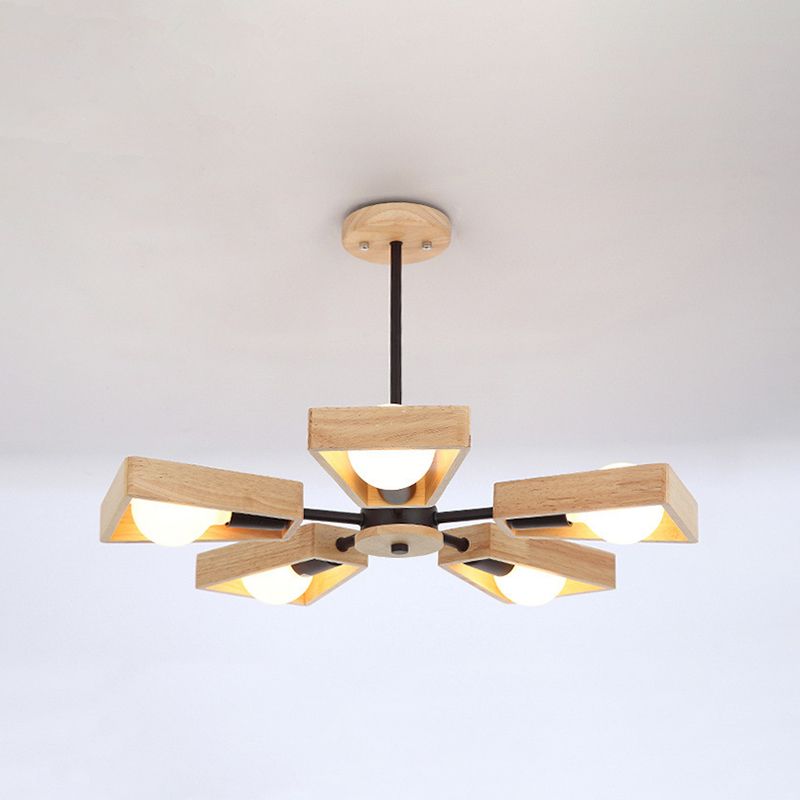 Wearclo | Sputnik Chandelier made of Wood | Modern Geometric Design