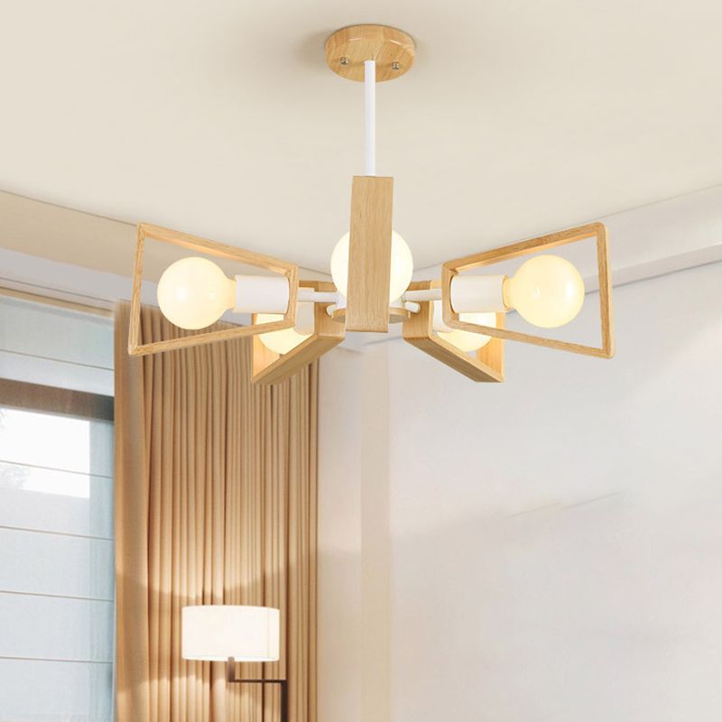 Wearclo | Sputnik Chandelier made of Wood | Modern Geometric Design
