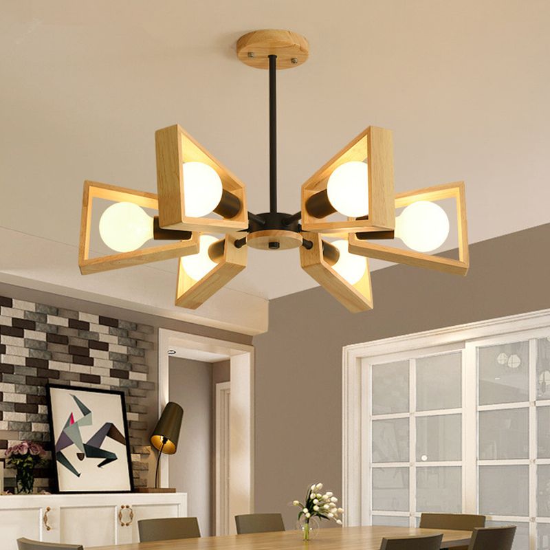 Wearclo | Sputnik Chandelier made of Wood | Modern Geometric Design