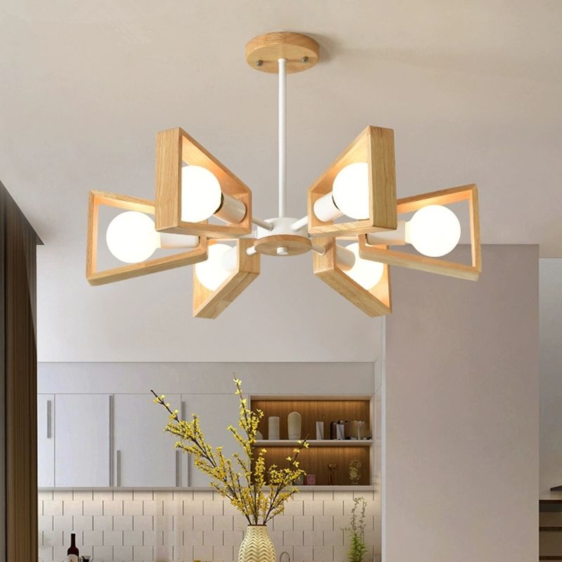 Wearclo | Sputnik Chandelier made of Wood | Modern Geometric Design