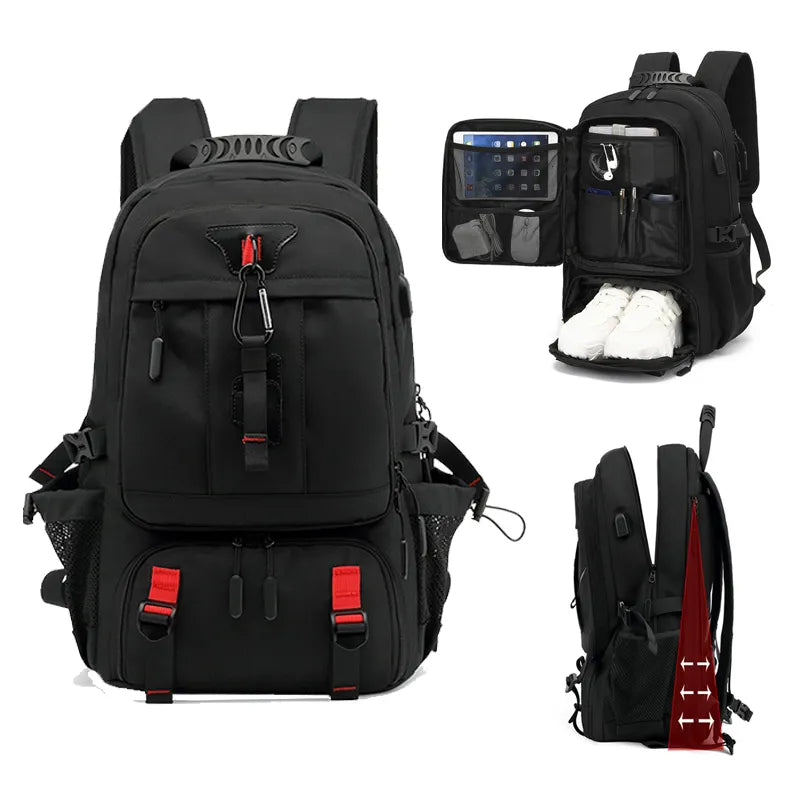 Wearclo | Tech Trek Pro 50-80L – The ultimate backpack with USB charging | Durable and spacious