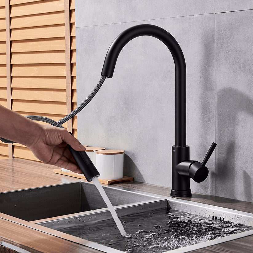 Wearclo | TouchTech Retractable Kitchen Faucet – Sensor Touchless Mixer Tap with Flexible Spout | Modern Brass Faucet