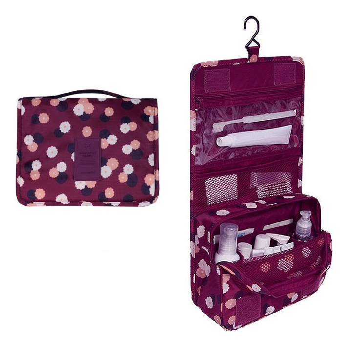 Wearclo Travel Cosmetic Bag | Waterproof & with Hook | Foldable & Padded | For Women & Men