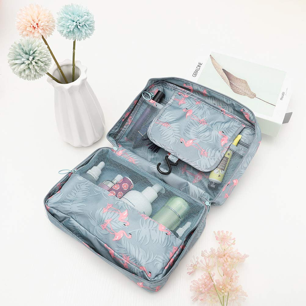 Wearclo Travel Cosmetic Bag | Waterproof & with Hook | Foldable & Padded | For Women & Men