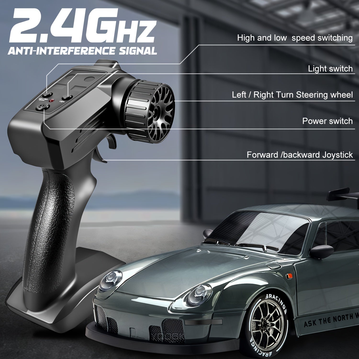 Wearclo | Ultimate 1:24 RC Drift Car with LED Wheels – Rechargeable 4WD Racing Toy