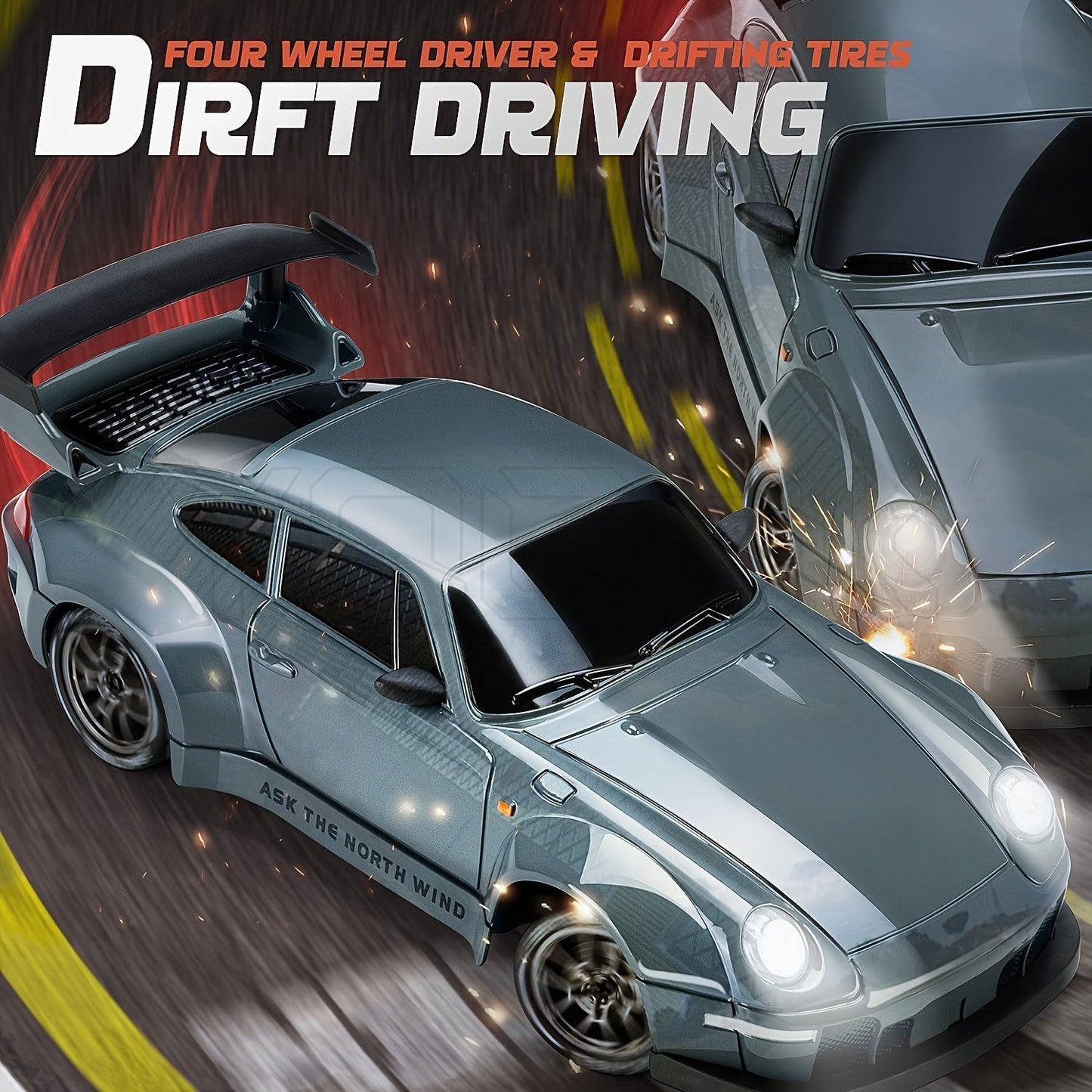 Wearclo | Ultimate 1:24 RC Drift Car with LED Wheels – Rechargeable 4WD Racing Toy