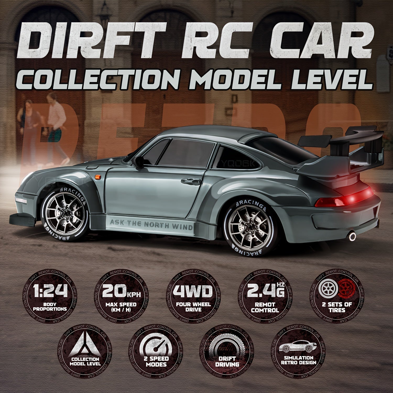 Wearclo | Ultimate 1:24 RC Drift Car with LED Wheels – Rechargeable 4WD Racing Toy