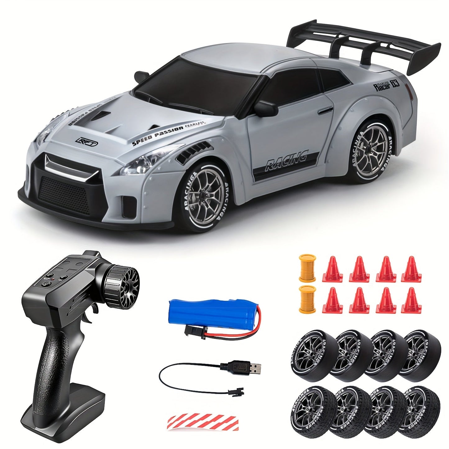 Wearclo | Ultimate 1:24 RC Drift Car with LED Wheels – Rechargeable 4WD Racing Toy