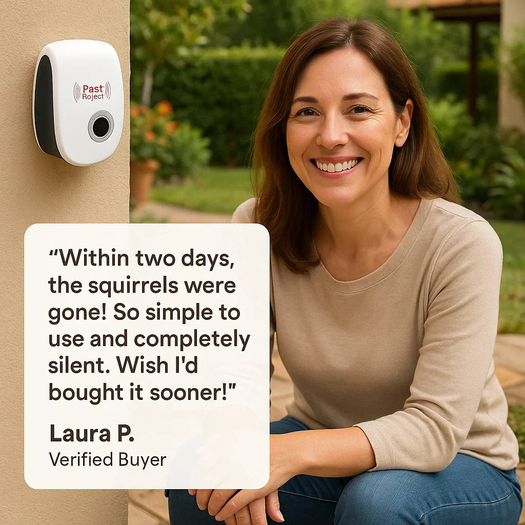 Wearclo | Ultrasonic Squirrel Repeller Device - Effective Pest Control to Deter Squirrels in 48 Hours for Gardens & Yards