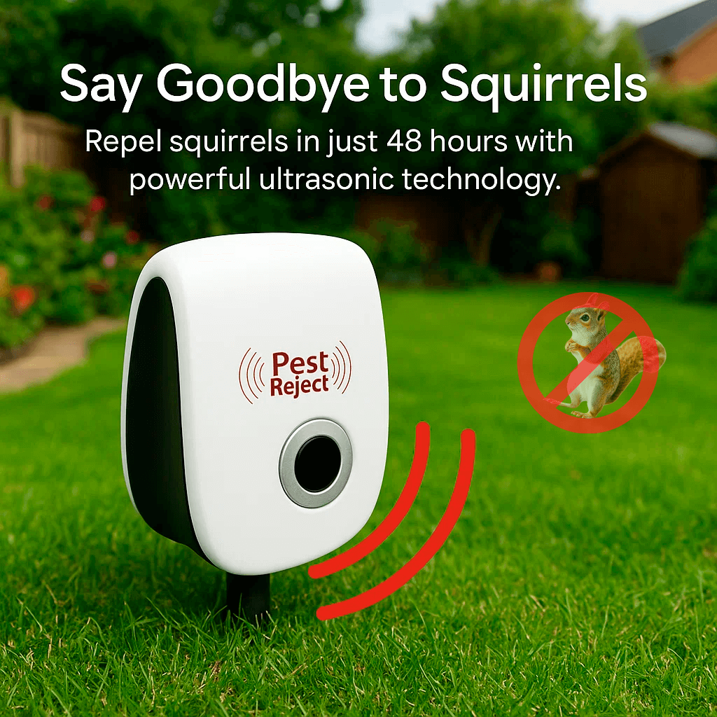 Wearclo | Ultrasonic Squirrel Repeller Device - Effective Pest Control to Deter Squirrels in 48 Hours for Gardens & Yards