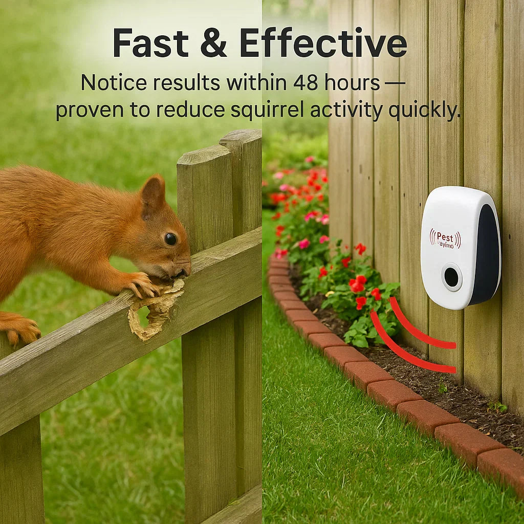 Wearclo | Ultrasonic Squirrel Repeller Device - Effective Pest Control to Deter Squirrels in 48 Hours for Gardens & Yards