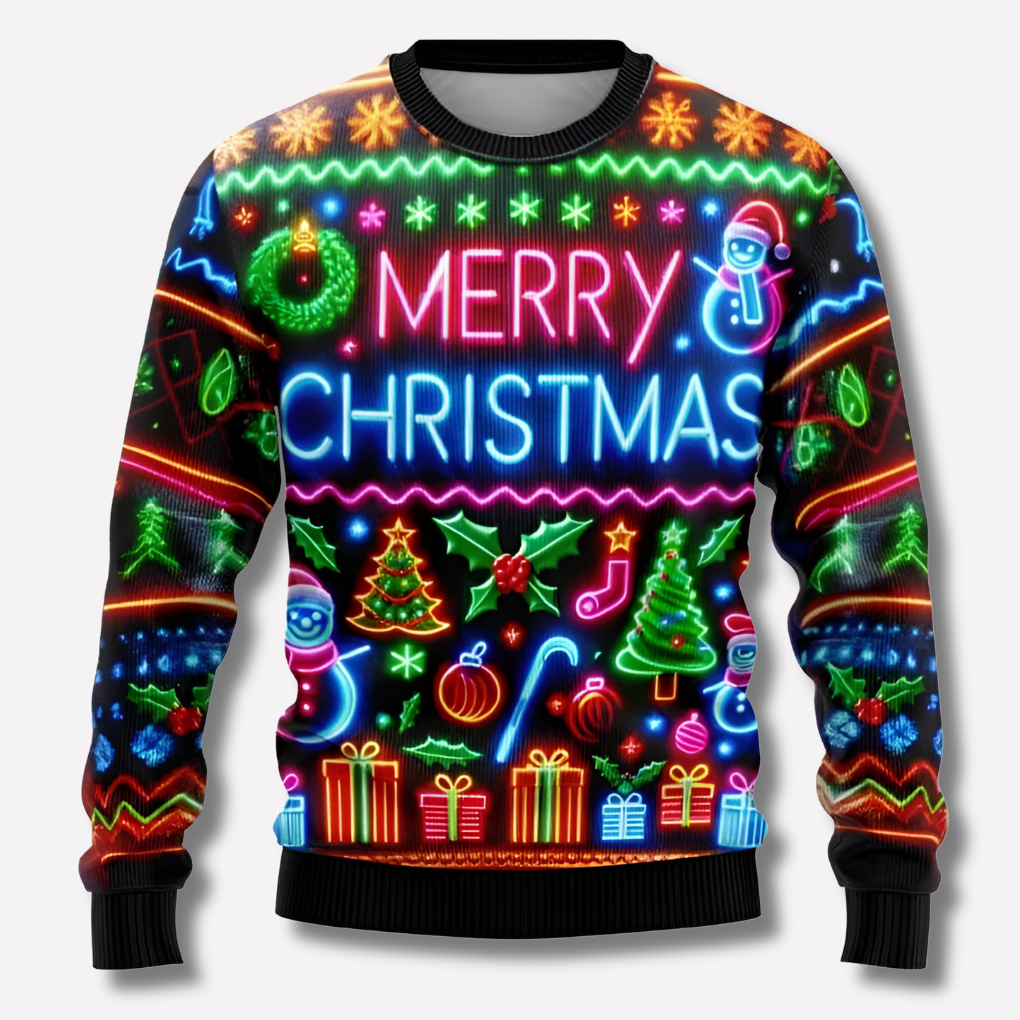 Wearclo | Unisex Ugly Christmas Sweater with Neon Design