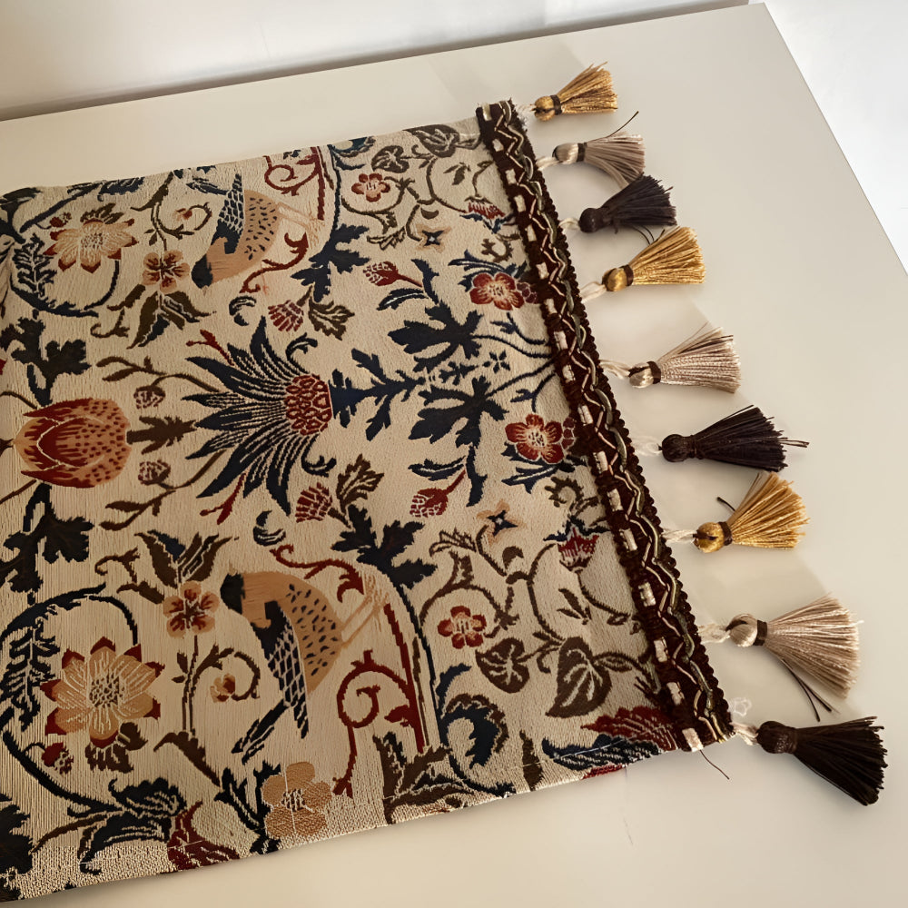 Wearclo | Vintage Floral & Bird Jacquard Table Runner