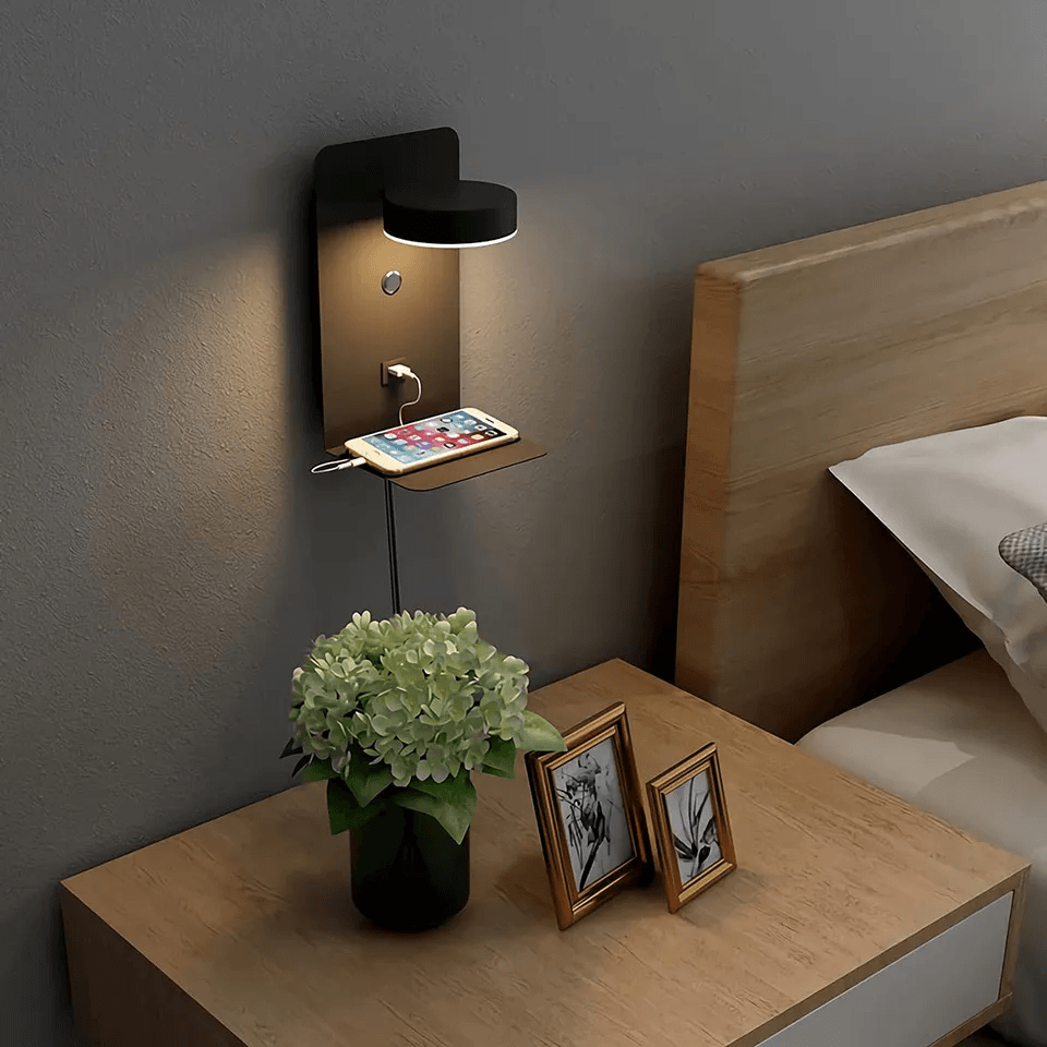 Wearclo | Wall Lamp with Charging Shelf - Adjustable