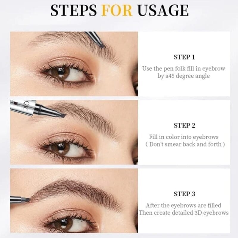 Wearclo | Waterproof 3D Microblading Eyebrow Pencil with 4 Fork Tips